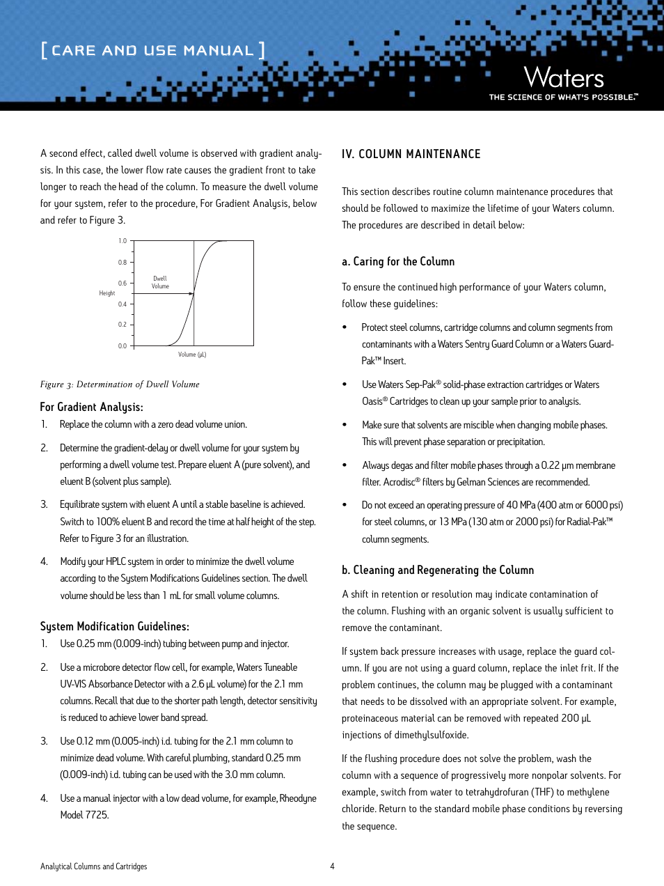 Care and use manual | Waters Analytical Columns and Cartridges User Manual | Page 4 / 6