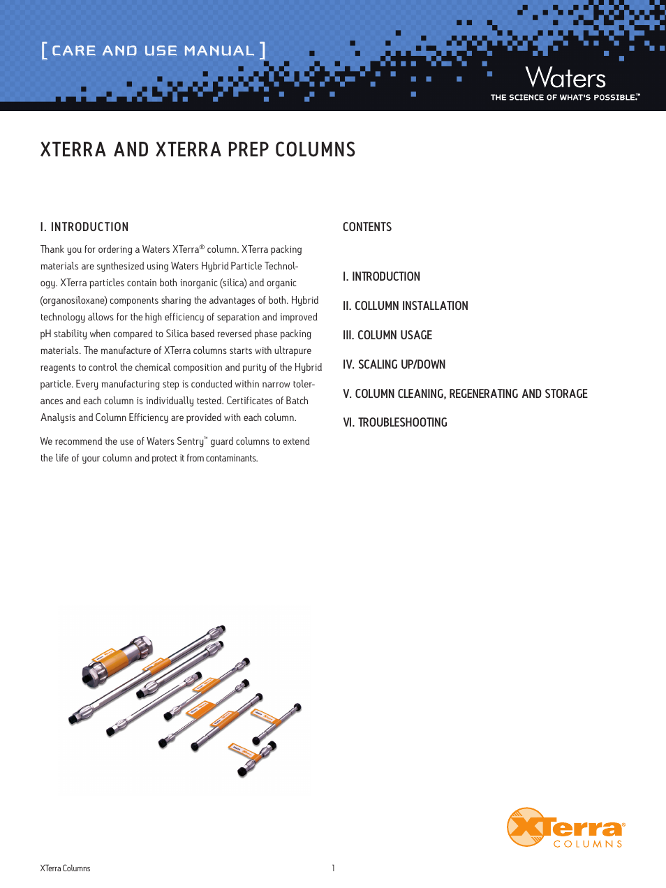 Waters XTerra and XTerra Prep Columns User Manual | 8 pages