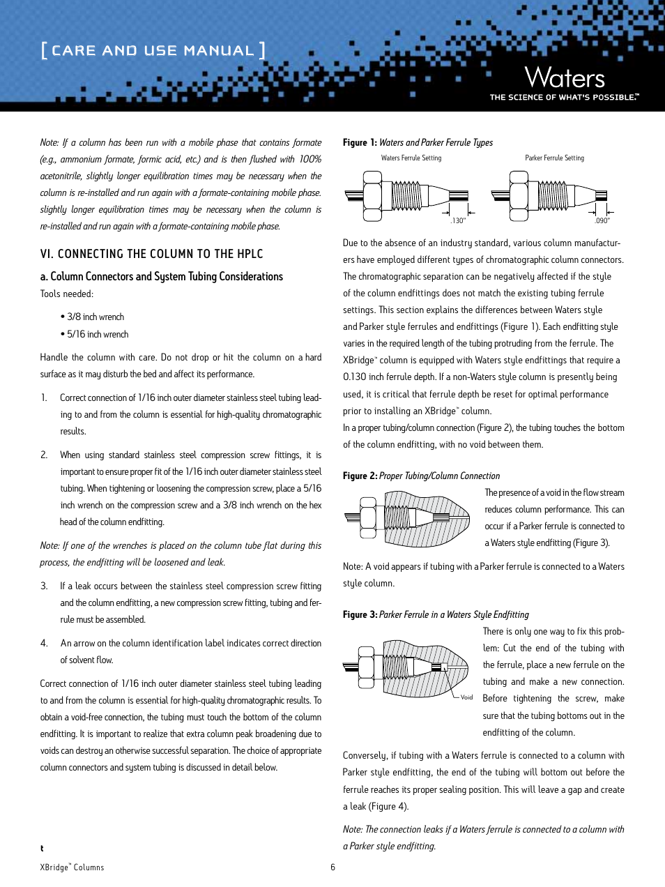 Care and use manual | Waters XBridge Columns User Manual | Page 6 / 12