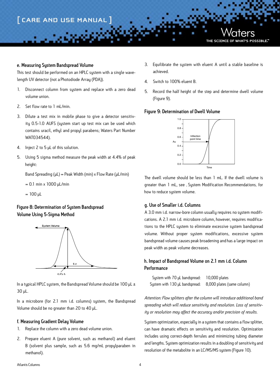Care and use manual | Waters Atlantis T3, DC18 and HILIC Silica Columns User Manual | Page 4 / 10