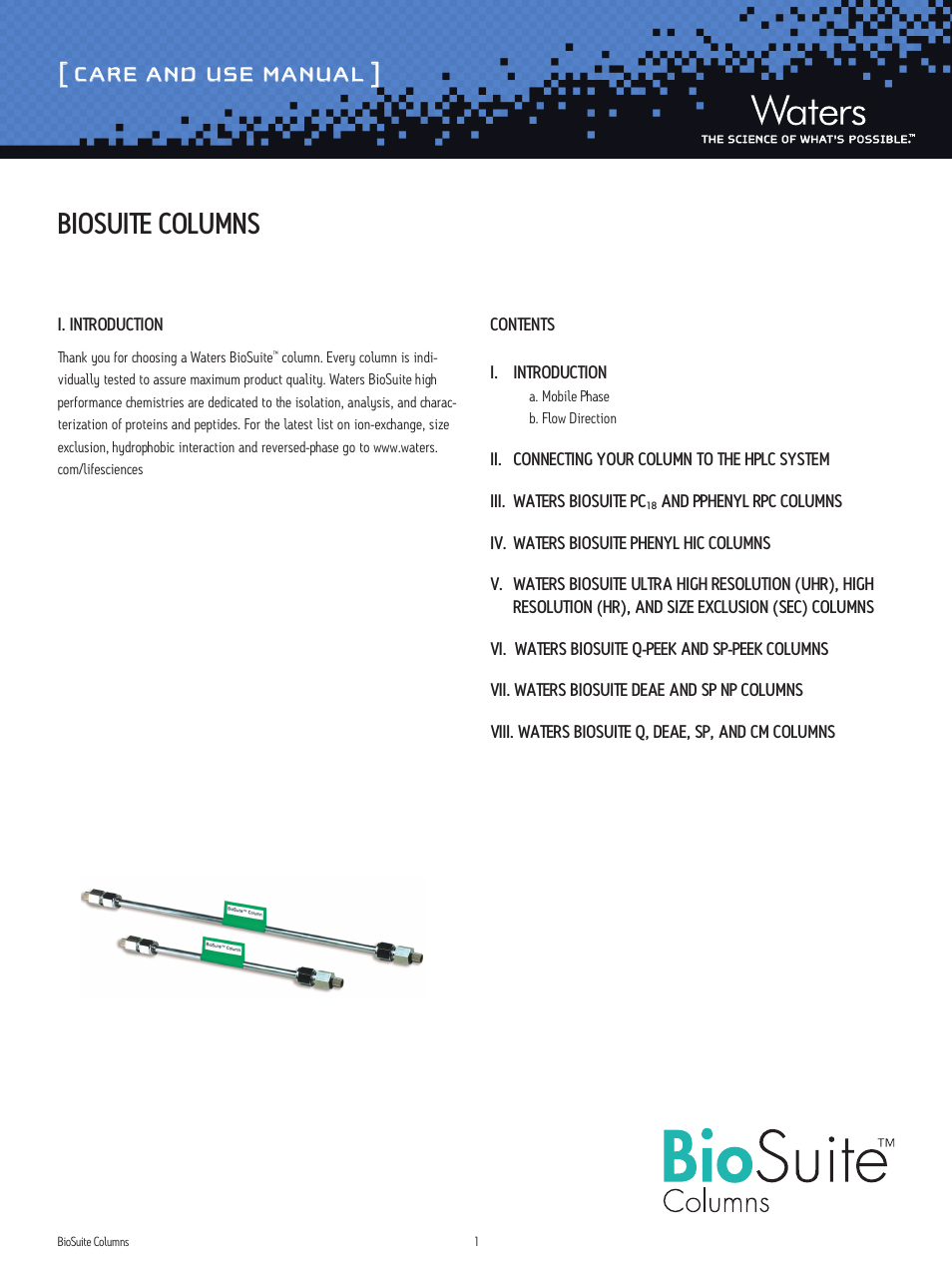 Waters BioSuite Columns User Manual | 8 pages