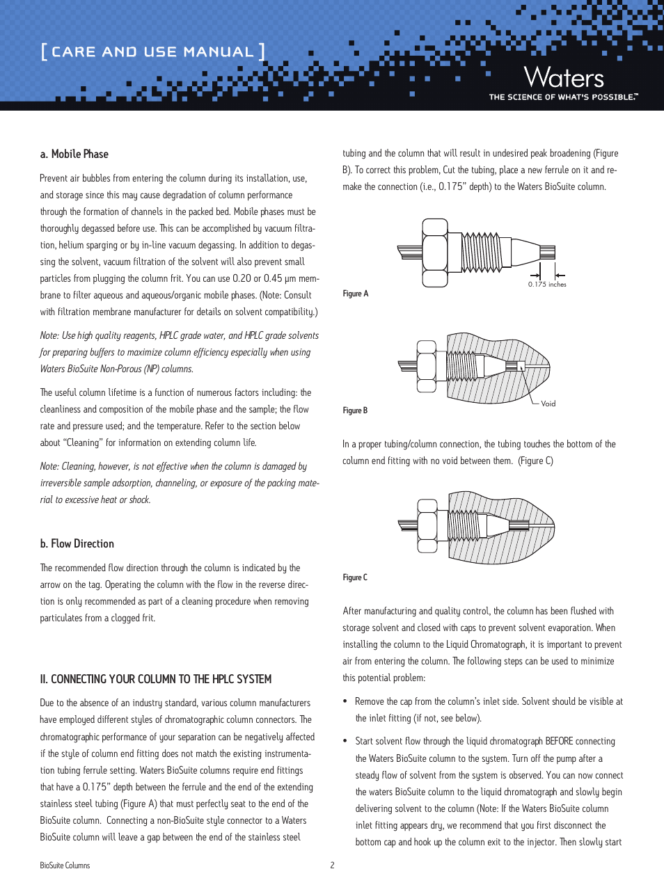Care and use manual | Waters BioSuite Columns User Manual | Page 2 / 8