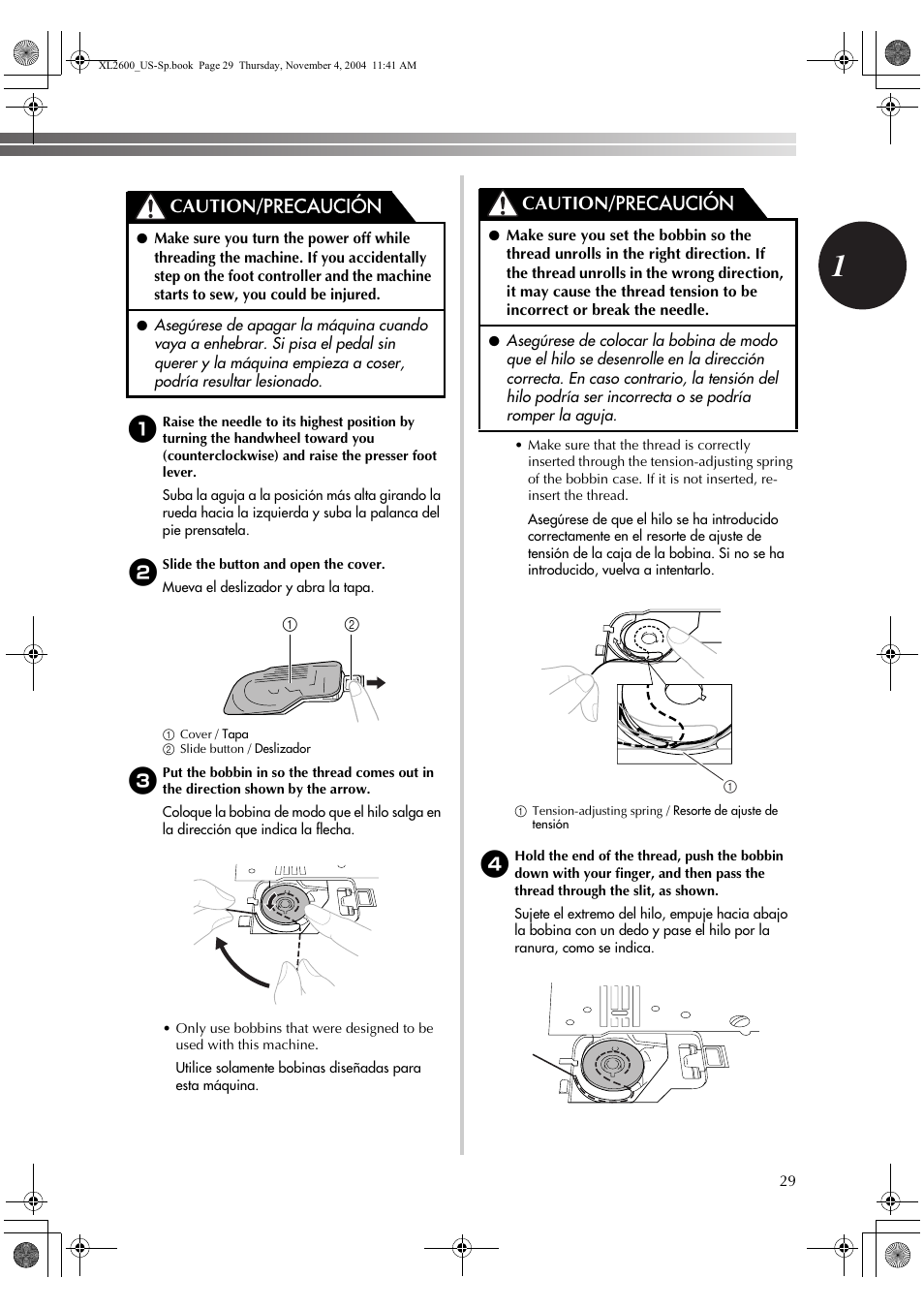 Caution/ precaución | Brother BM-3500 User Manual | Page 30 / 81