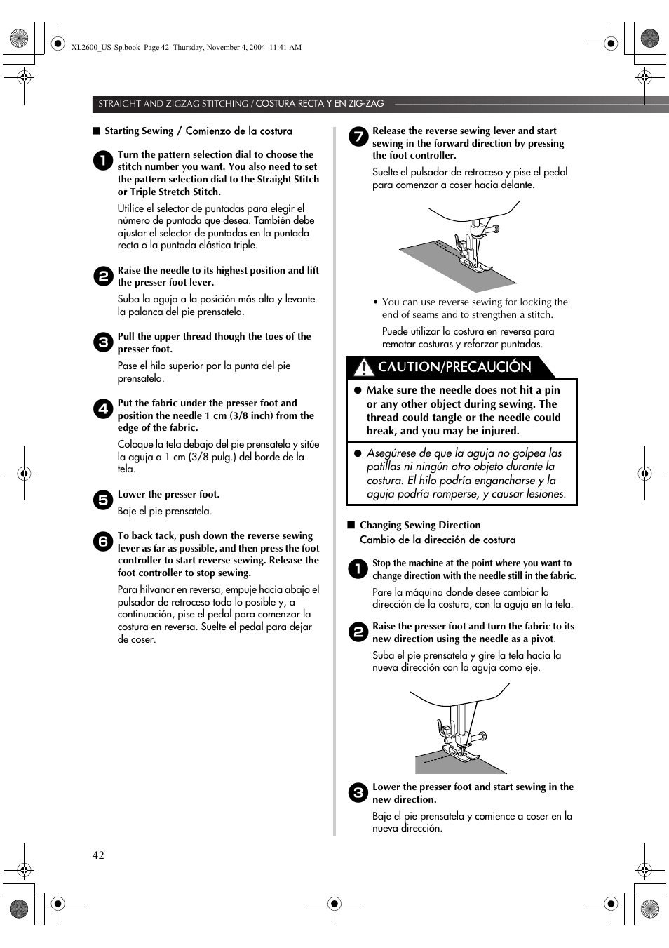 Caution/ precaución | Brother BM-3500 User Manual | Page 43 / 81