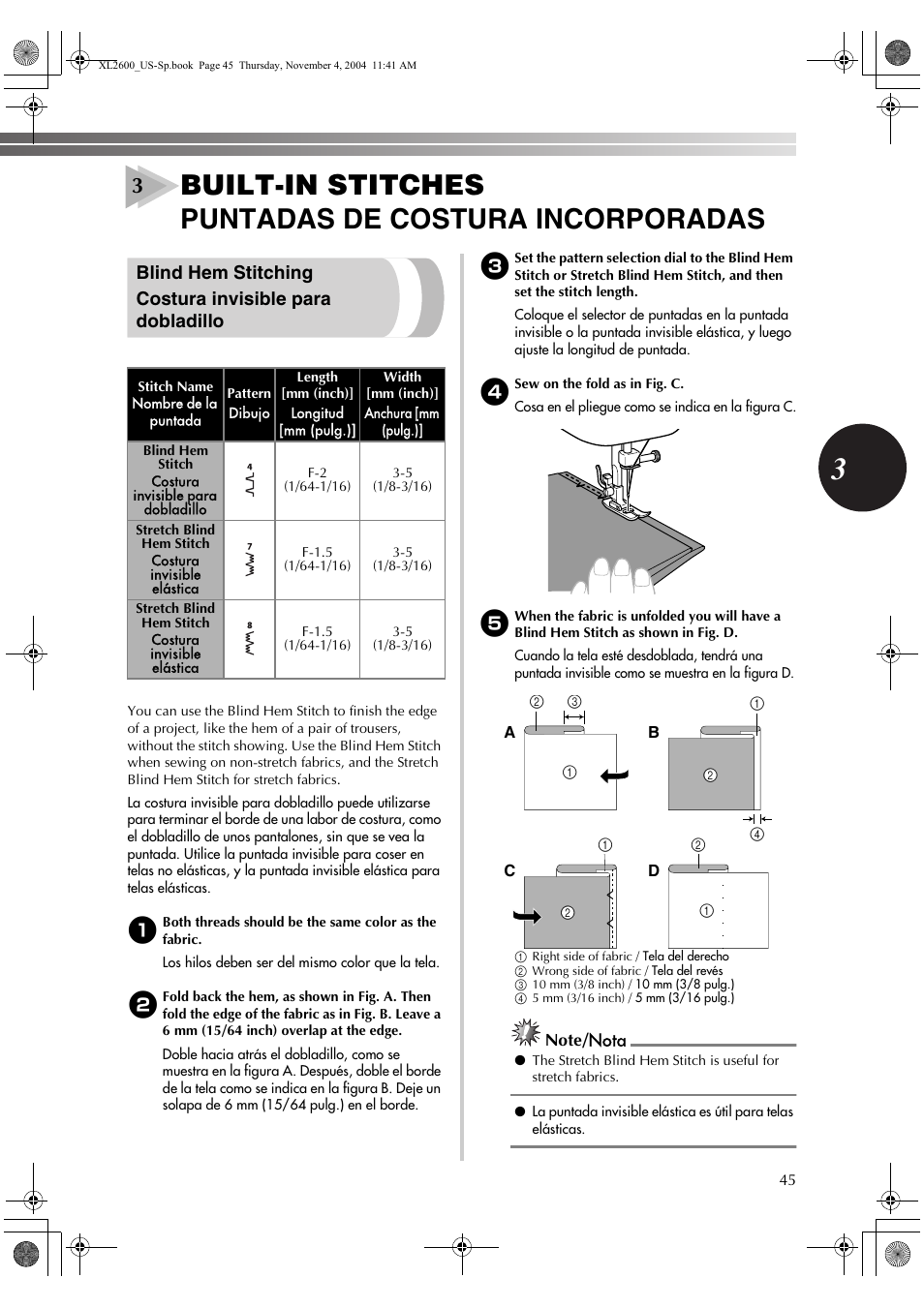 Built-in stitches puntadas de costura incorporadas | Brother BM-3500 User Manual | Page 46 / 81