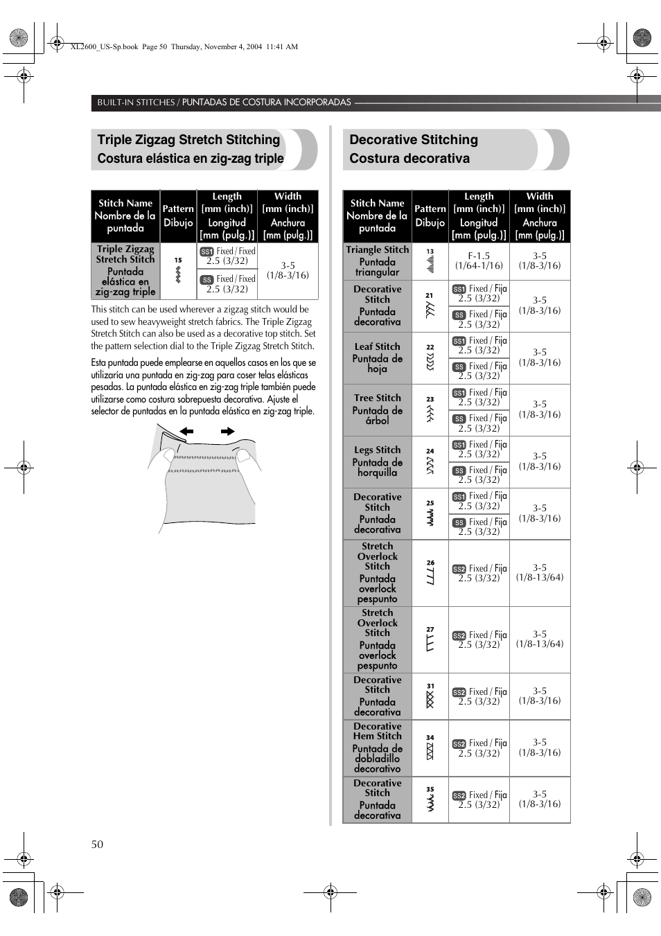 Decorative stitching costura decorativa | Brother BM-3500 User Manual | Page 51 / 81