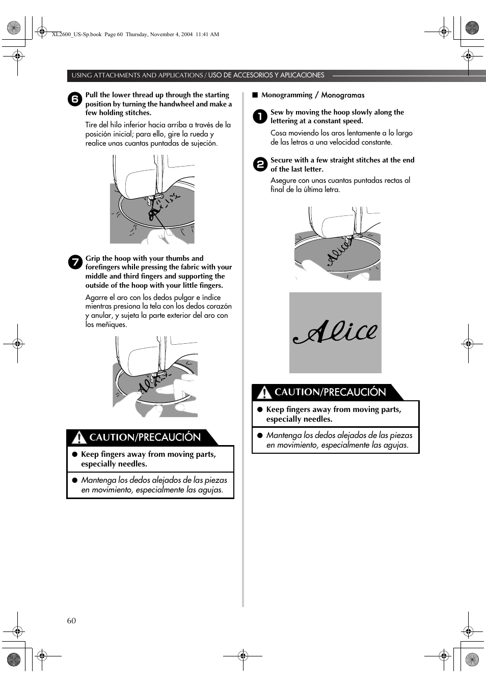 Caution/ precaución | Brother BM-3500 User Manual | Page 61 / 81