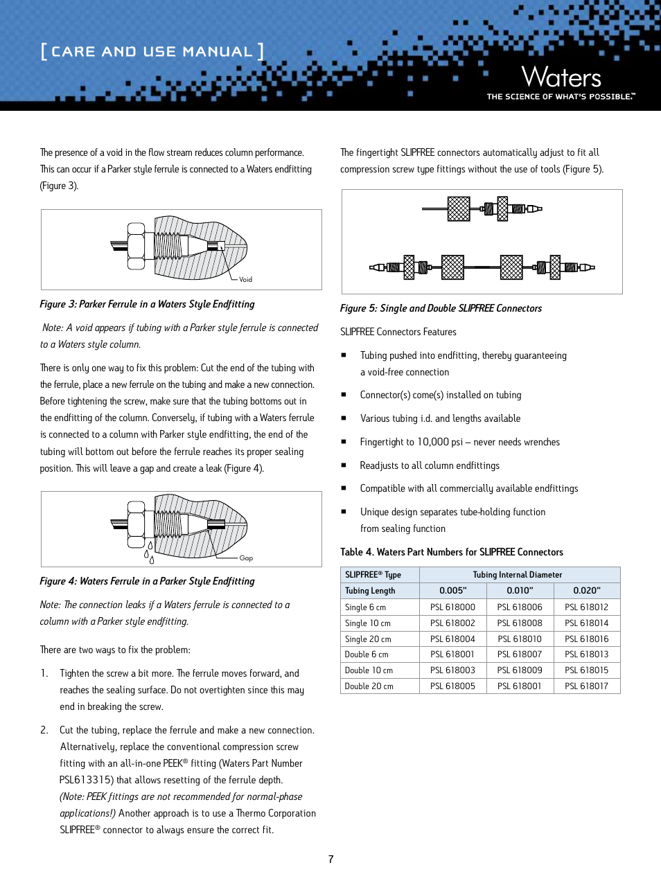 Care and use manual | Waters SunFire Columns User Manual | Page 7 / 10