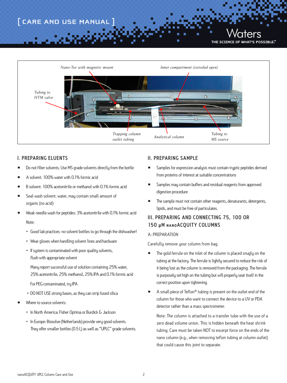 Care and use manual | Waters nanoACQUITY UPLC Columns User Manual | Page 2 / 9