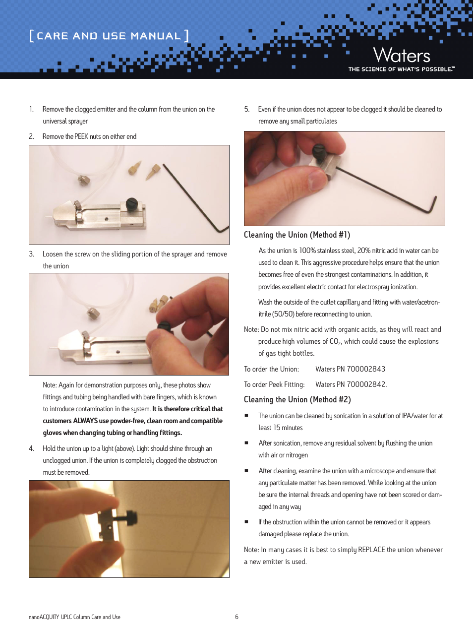 Care and use manual | Waters nanoACQUITY UPLC Columns User Manual | Page 6 / 9