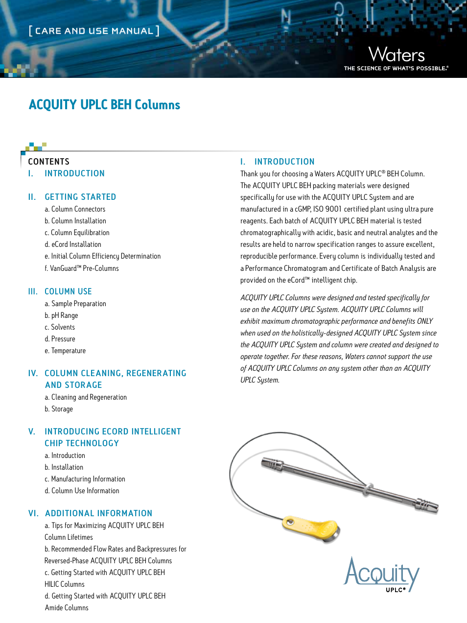 Waters ACQUITY UPLC BEH Columns User Manual | 13 pages