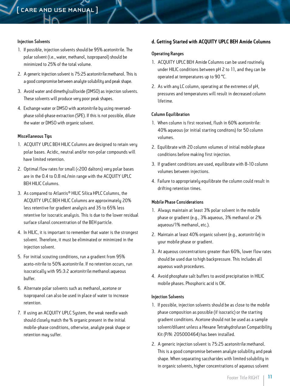 Care and use manual | Waters ACQUITY UPLC BEH Columns User Manual | Page 11 / 13