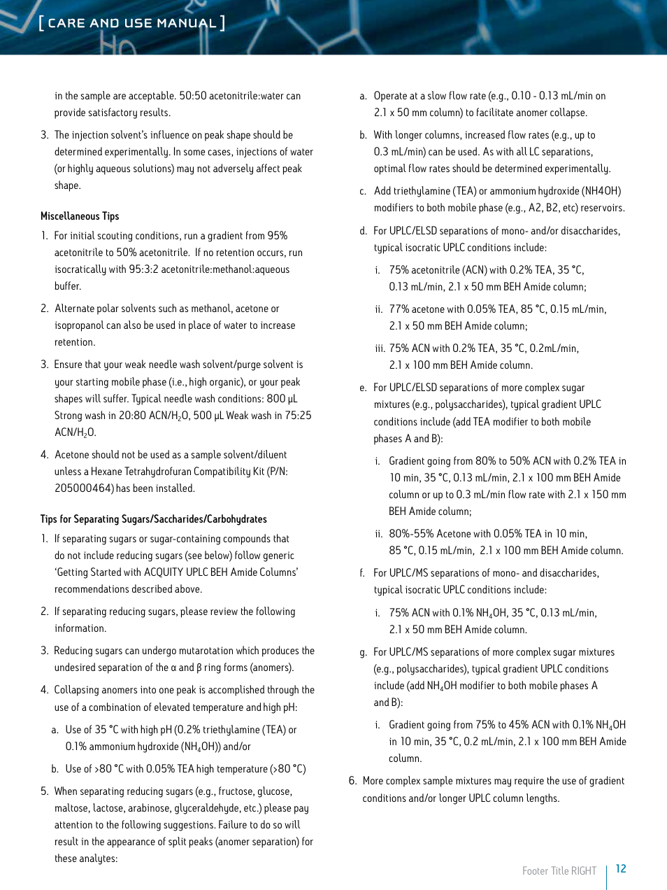 Care and use manual | Waters ACQUITY UPLC BEH Columns User Manual | Page 12 / 13