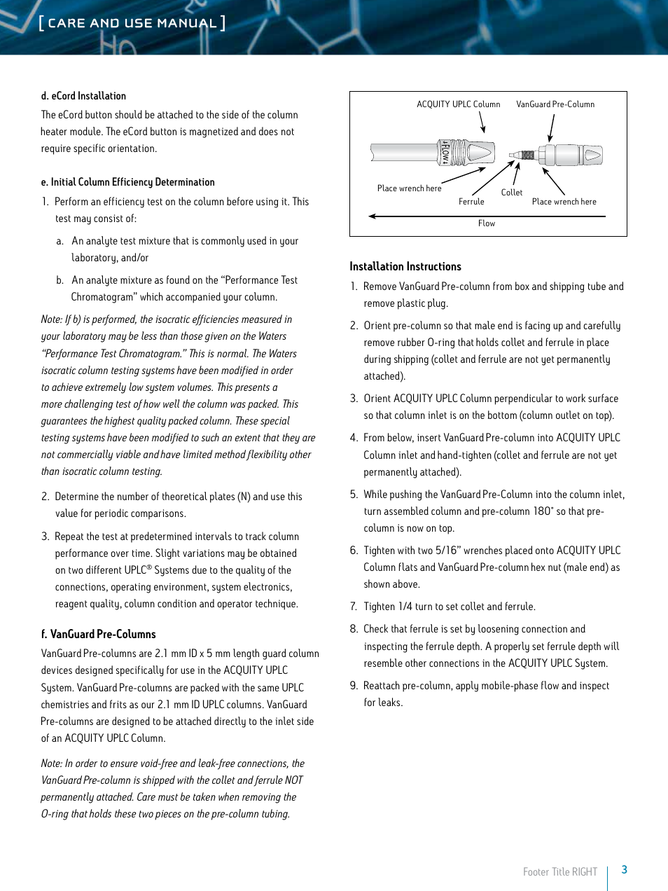 Care and use manual | Waters ACQUITY UPLC BEH Columns User Manual | Page 3 / 13