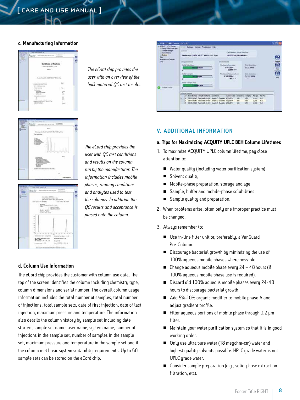 Care and use manual | Waters ACQUITY UPLC BEH Columns User Manual | Page 8 / 13