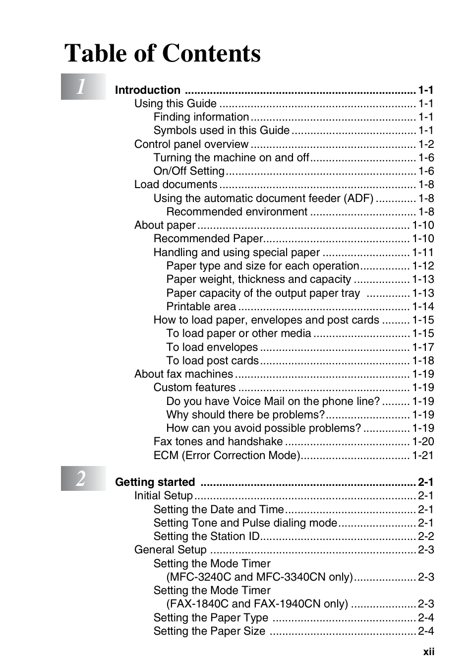 Brother FAX 1840C User Manual | Page 14 / 231