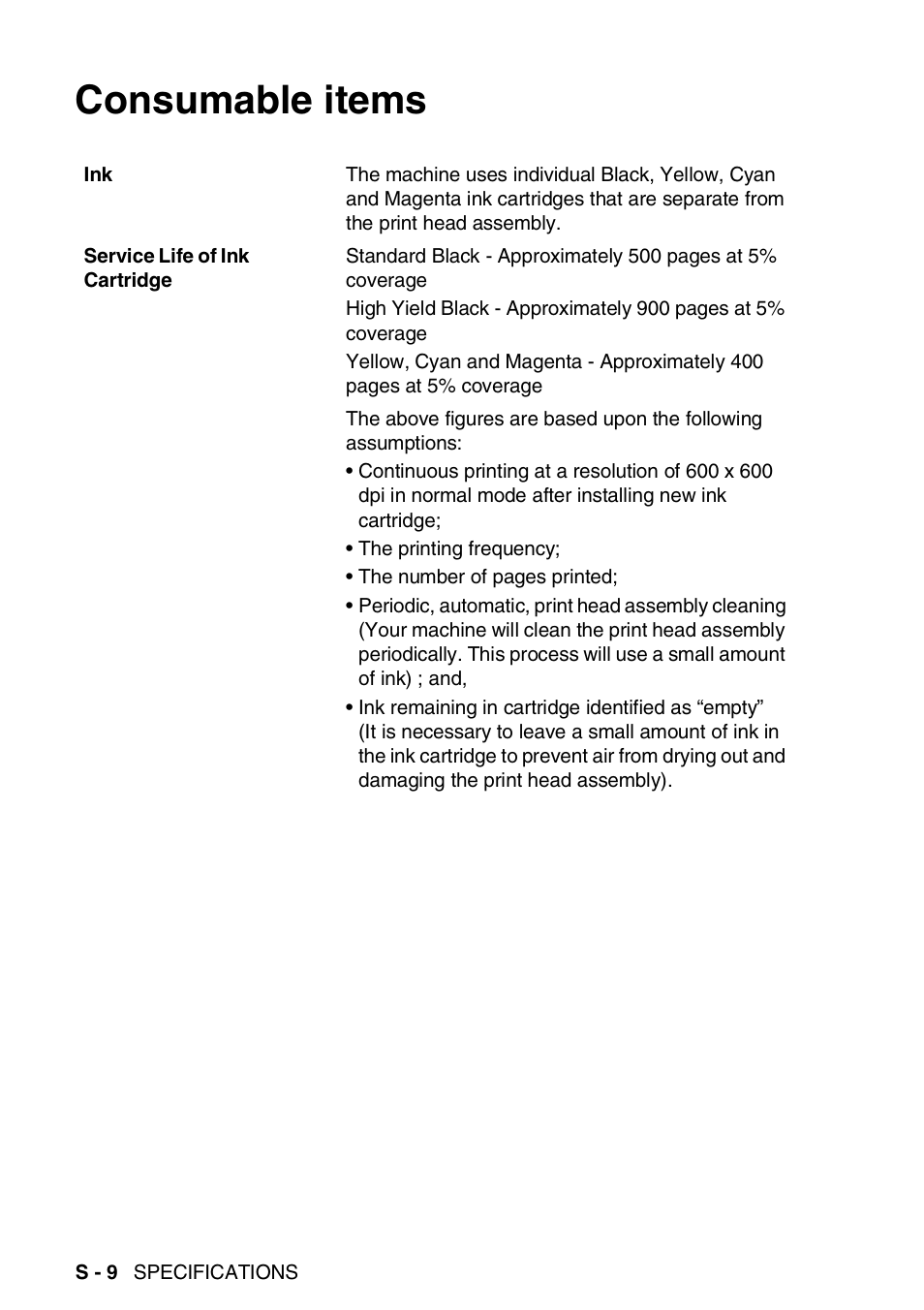 Consumable items | Brother FAX 1840C User Manual | Page 217 / 231