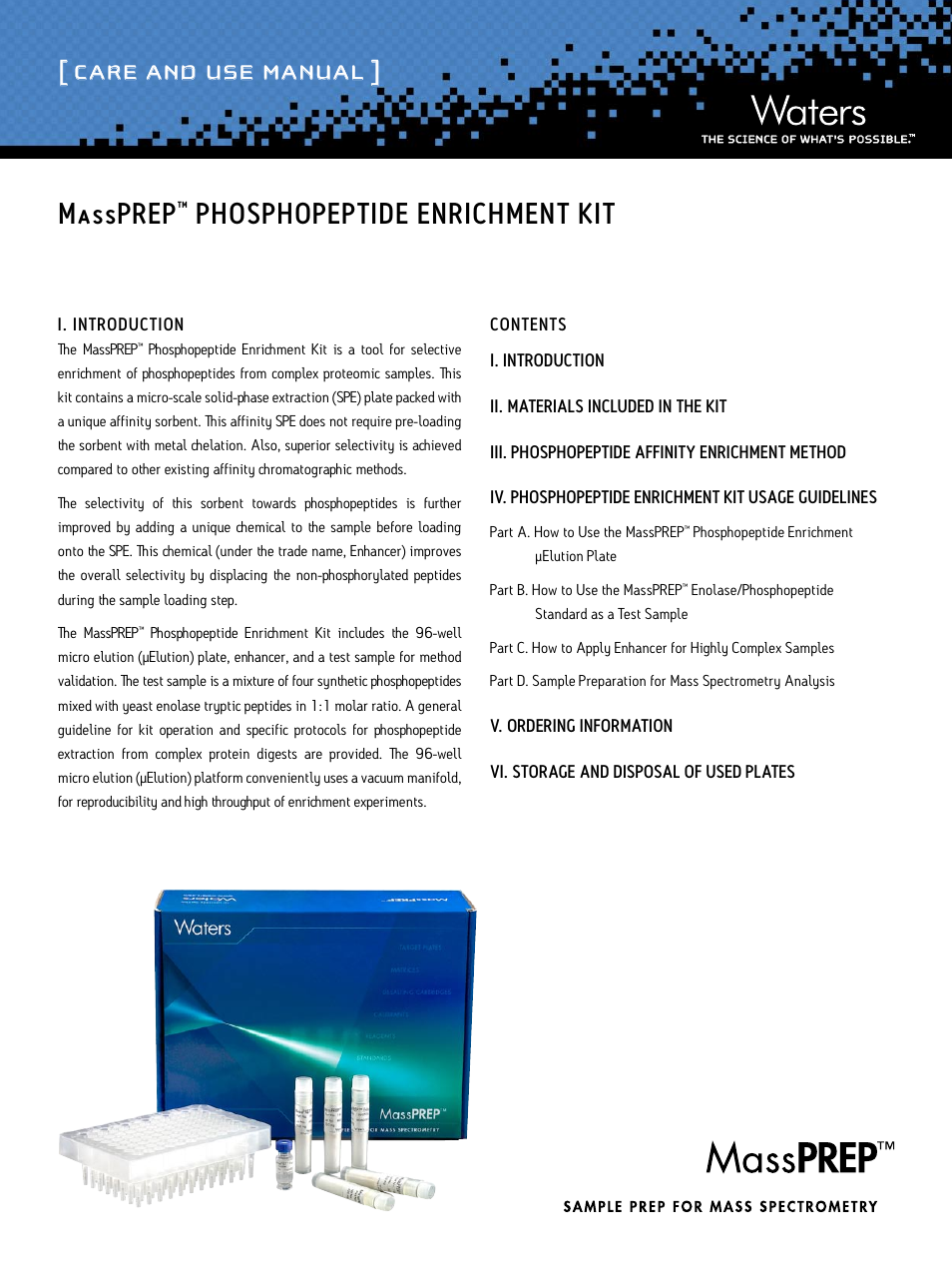 Waters MassPREP Phosphopeptide Enrichment Kit User Manual | 5 pages