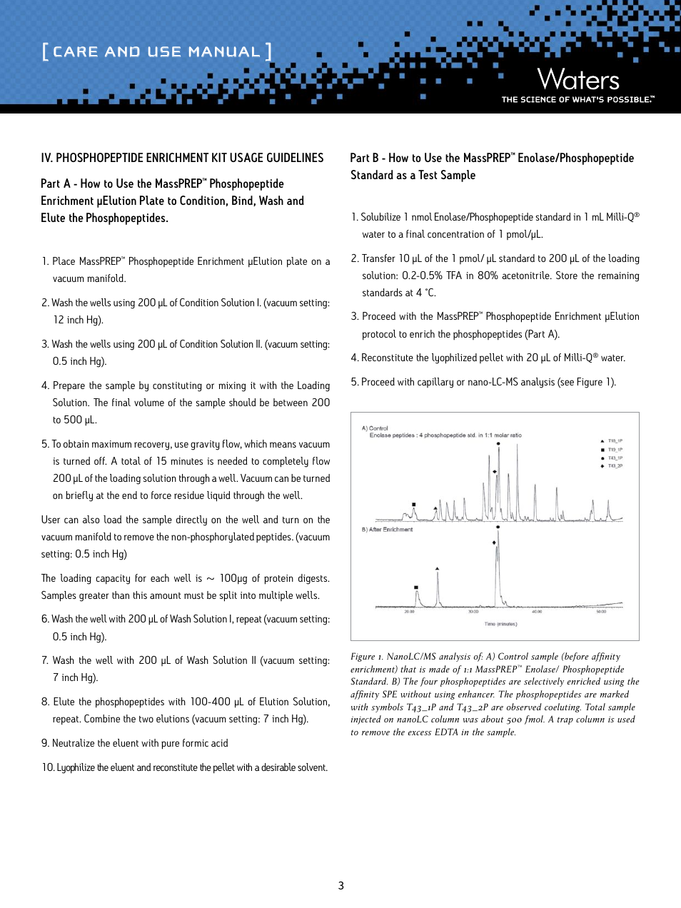 Care and use manual | Waters MassPREP Phosphopeptide Enrichment Kit User Manual | Page 3 / 5