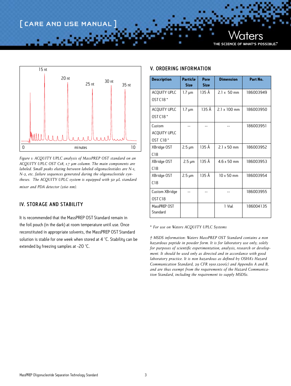 Care and use manual | Waters Oligonucleotide Separation Technology Standard User Manual | Page 3 / 4