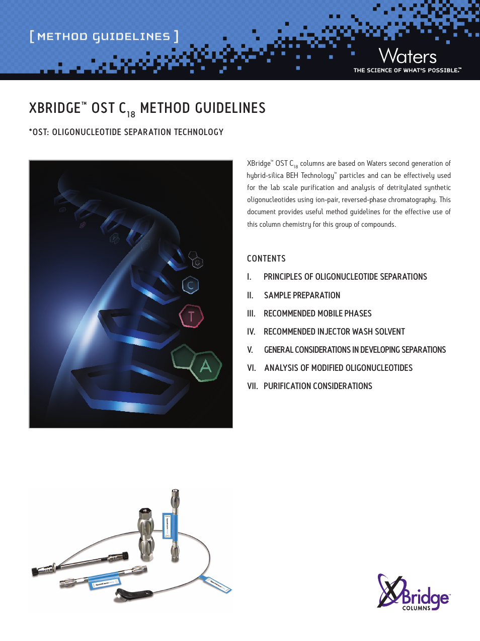 Waters Oligonucleotide Separation Technology XBridge OST C18 Columns User Manual | 8 pages