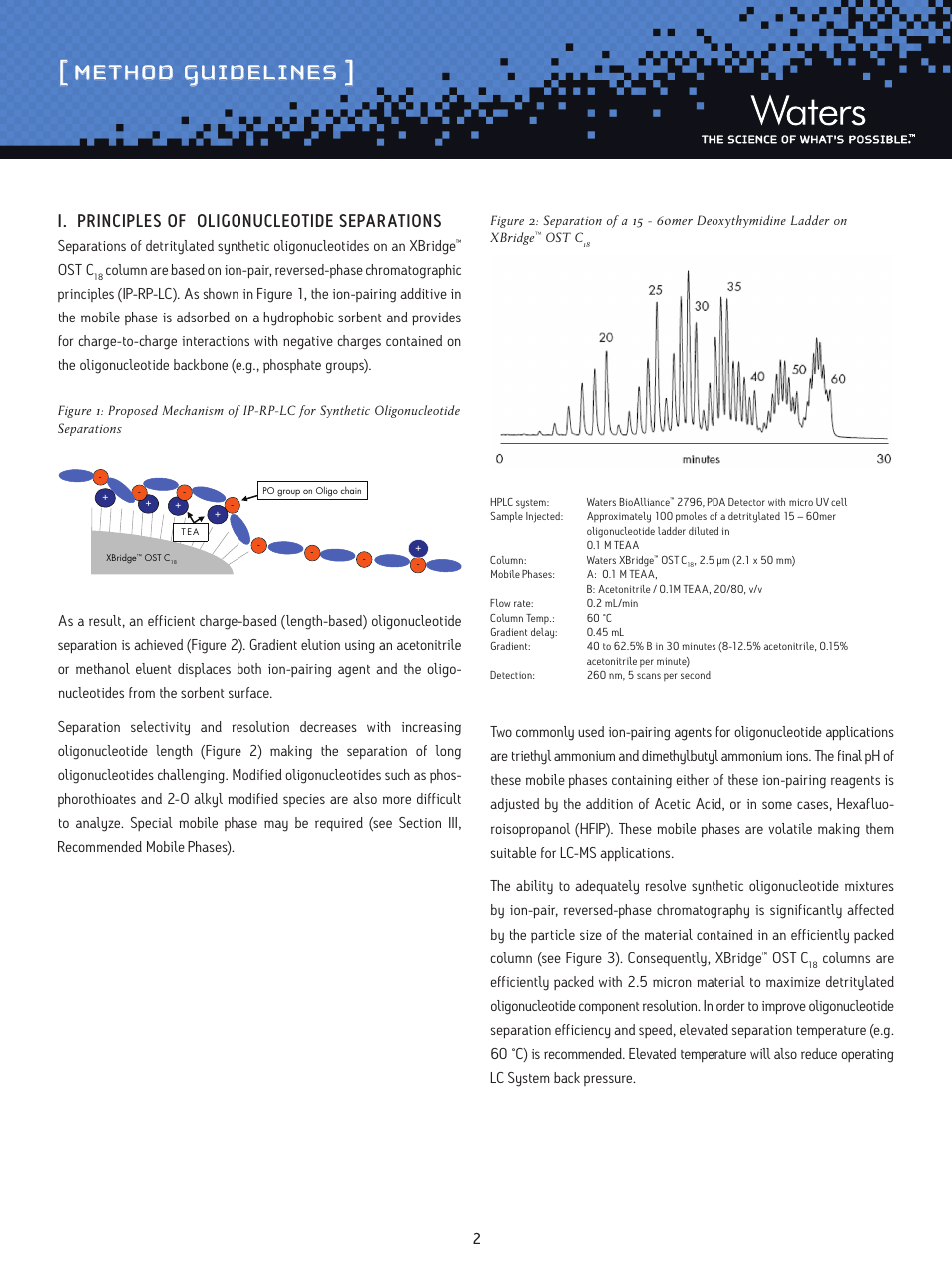 Method guidelines, I. principles of oligonucleotide separations, Ost c | Waters Oligonucleotide Separation Technology XBridge OST C18 Columns User Manual | Page 2 / 8