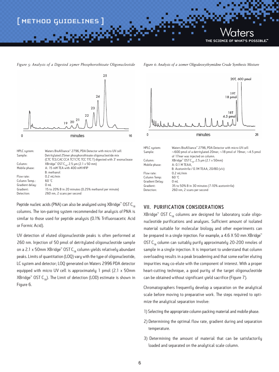 Method guidelines, Vii. purification considerations | Waters Oligonucleotide Separation Technology XBridge OST C18 Columns User Manual | Page 6 / 8