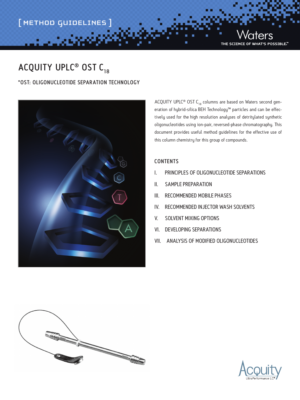 Waters Oligonucleotide Separation Technology ACQUITY UPLC C18 Column User Manual | 7 pages