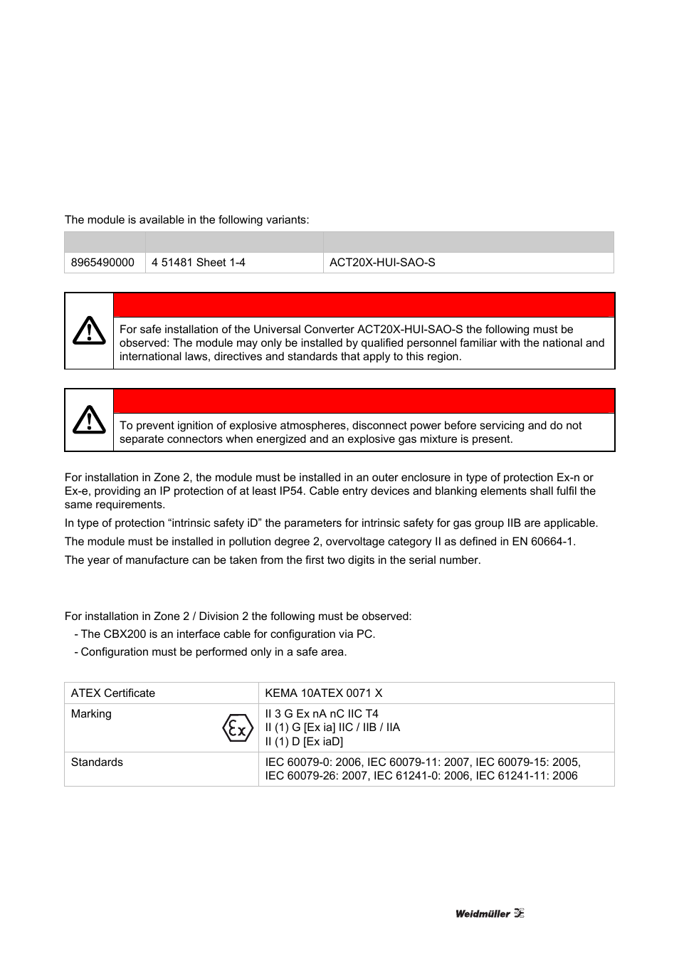 Atex installation drawing | Weidmuller ACT20X User Manual | Page 113 / 182