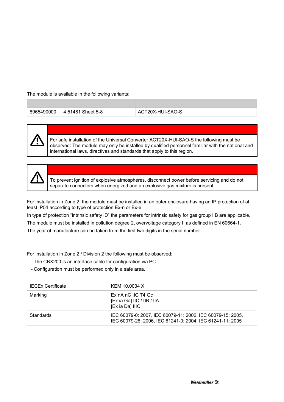 Iecex installation drawing | Weidmuller ACT20X User Manual | Page 121 / 182