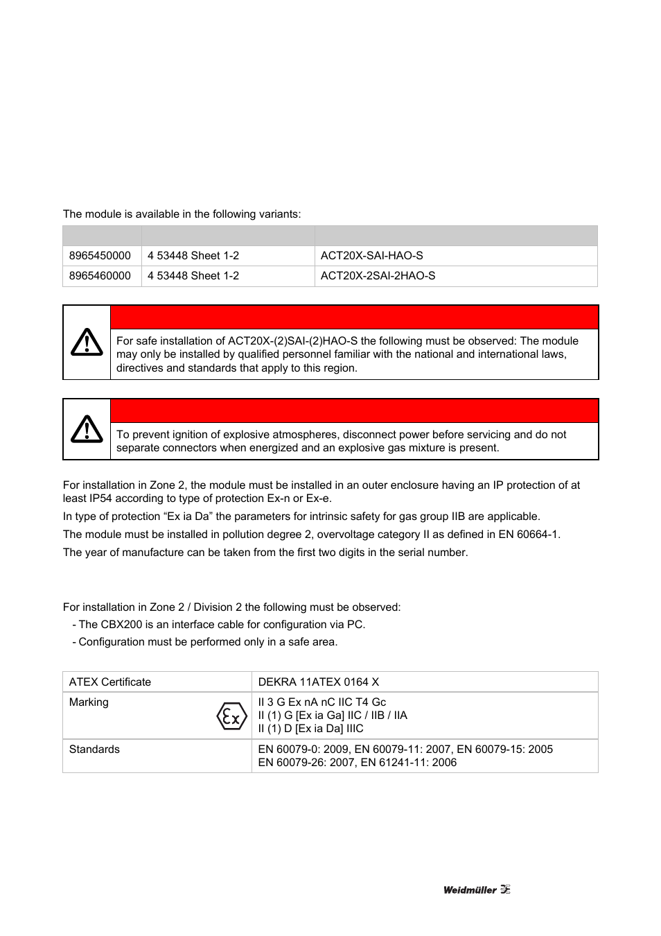 Atex installation drawing | Weidmuller ACT20X User Manual | Page 169 / 182