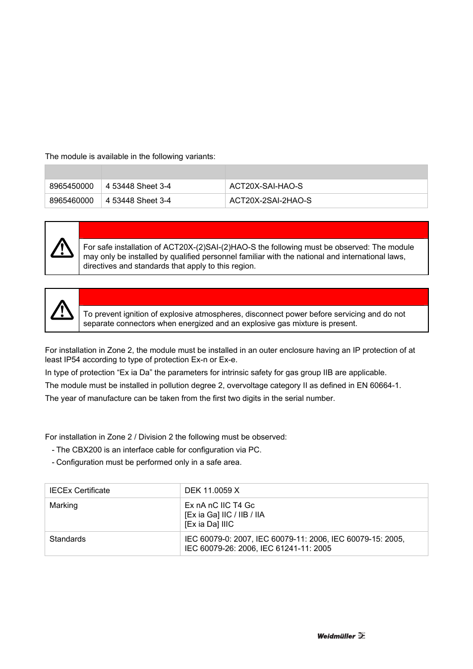 Iecex installation drawing | Weidmuller ACT20X User Manual | Page 173 / 182