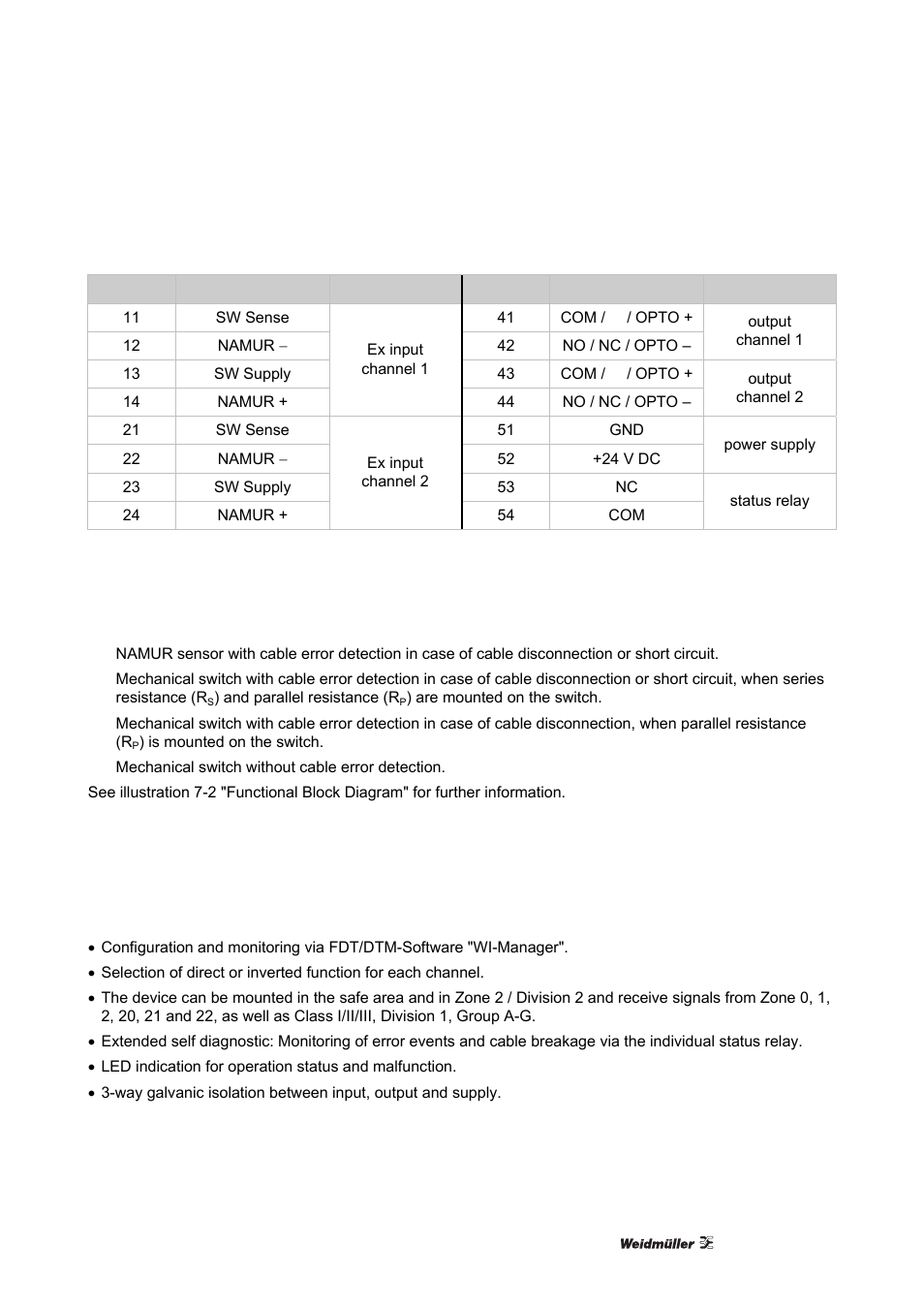 3 electrical connections, 4 function description, 5 specifications | Features, Electrical connections, Function description, Specifications | Weidmuller ACT20X User Manual | Page 23 / 182