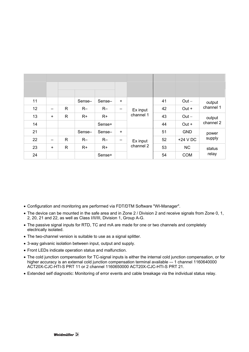 3 electrical connections, 4 specifications, Features | Electrical connections, Specifications | Weidmuller ACT20X User Manual | Page 30 / 182