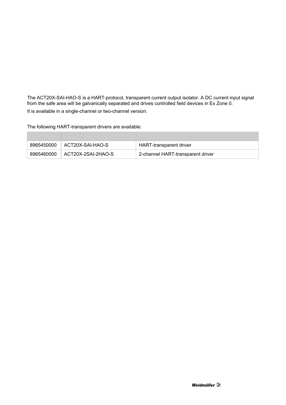 6 act20x-sai-hao (hart-transparent driver), 1 description, Act20x-sai-hao (hart-transparent driver) | Description | Weidmuller ACT20X User Manual | Page 61 / 182