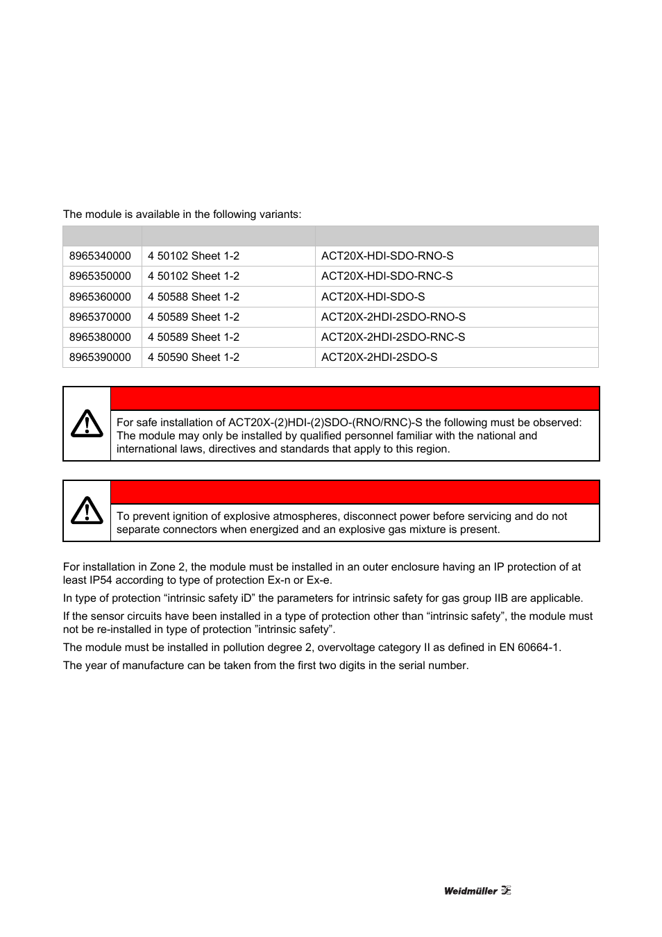 Atex installation drawing | Weidmuller ACT20X User Manual | Page 69 / 182