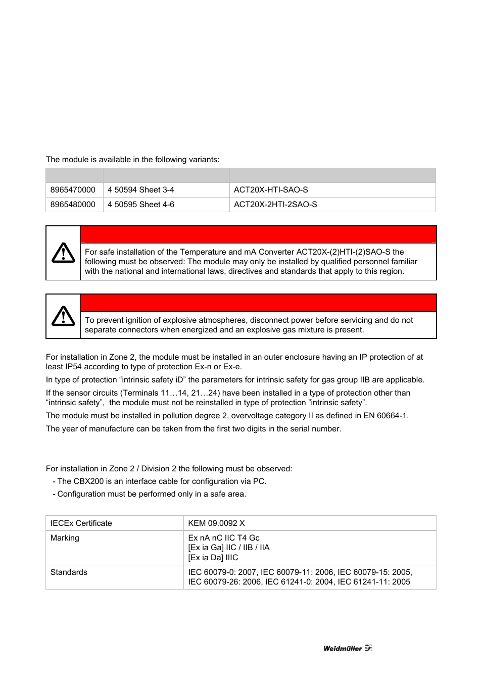 Iecex installation drawing | Weidmuller ACT20X User Manual | Page 87 / 182