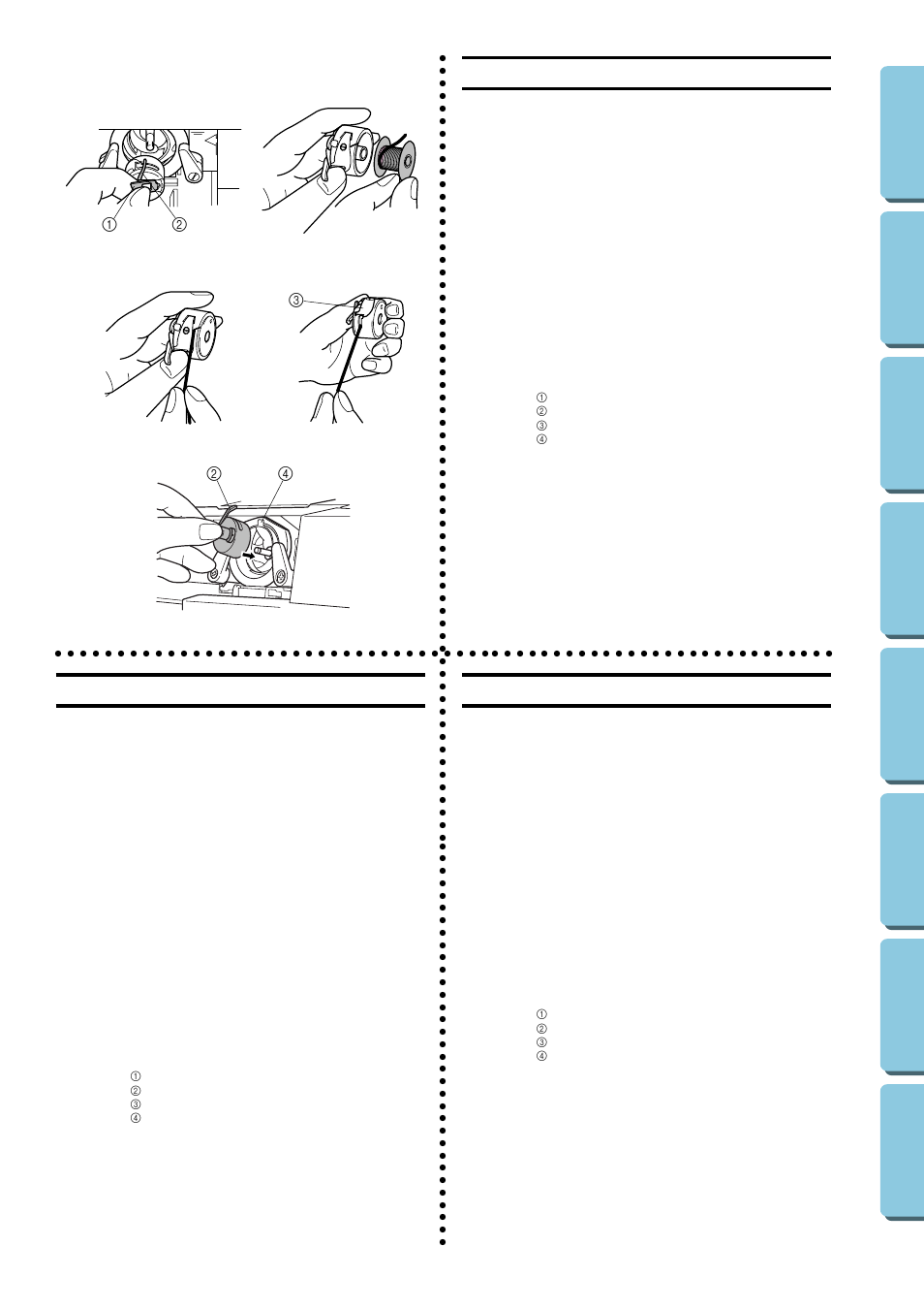 Lower threading, Enhebrado inferior, Infilatura inferiore | Ab-1 b-2 c b-3 | Brother XL-5032 User Manual | Page 32 / 83