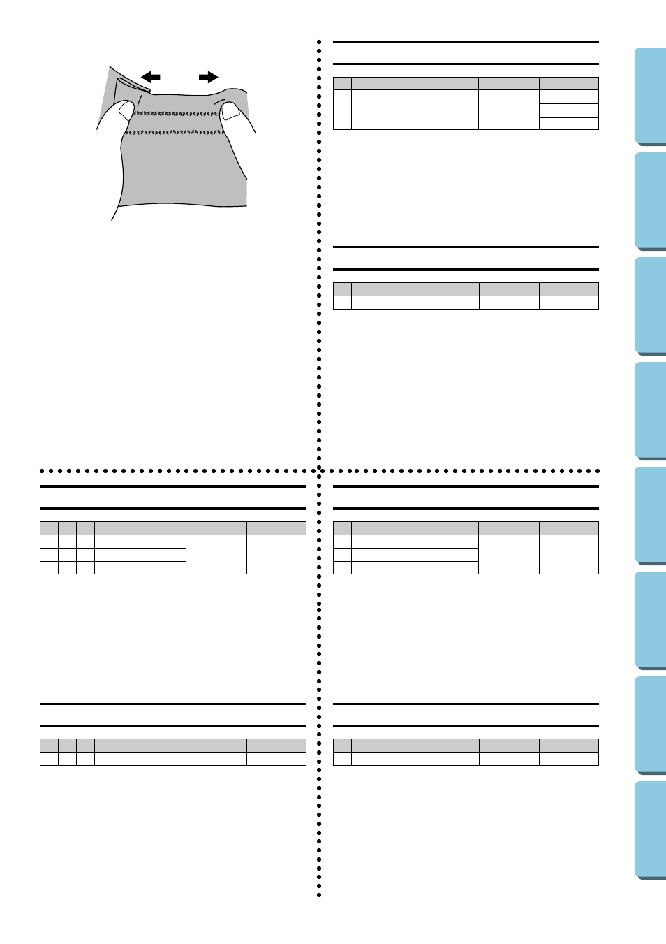 Triple zigzag stretch stitching, Decorative stitching, Puntada triple zigzag elástica | Punto zigzag stretch triplo, Puntada decorativa, Punto decorativo | Brother XL-5032 User Manual | Page 54 / 83