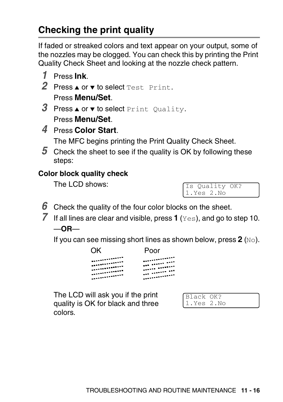 Checking the print quality, Checking the print quality -16 | Brother MFC-5440CN User Manual | Page 144 / 211