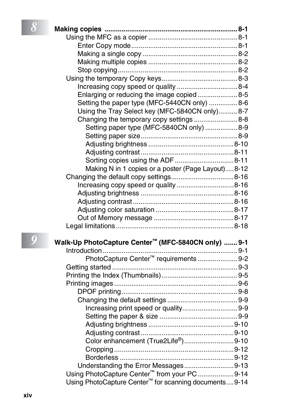 Brother MFC-5440CN User Manual | Page 16 / 211