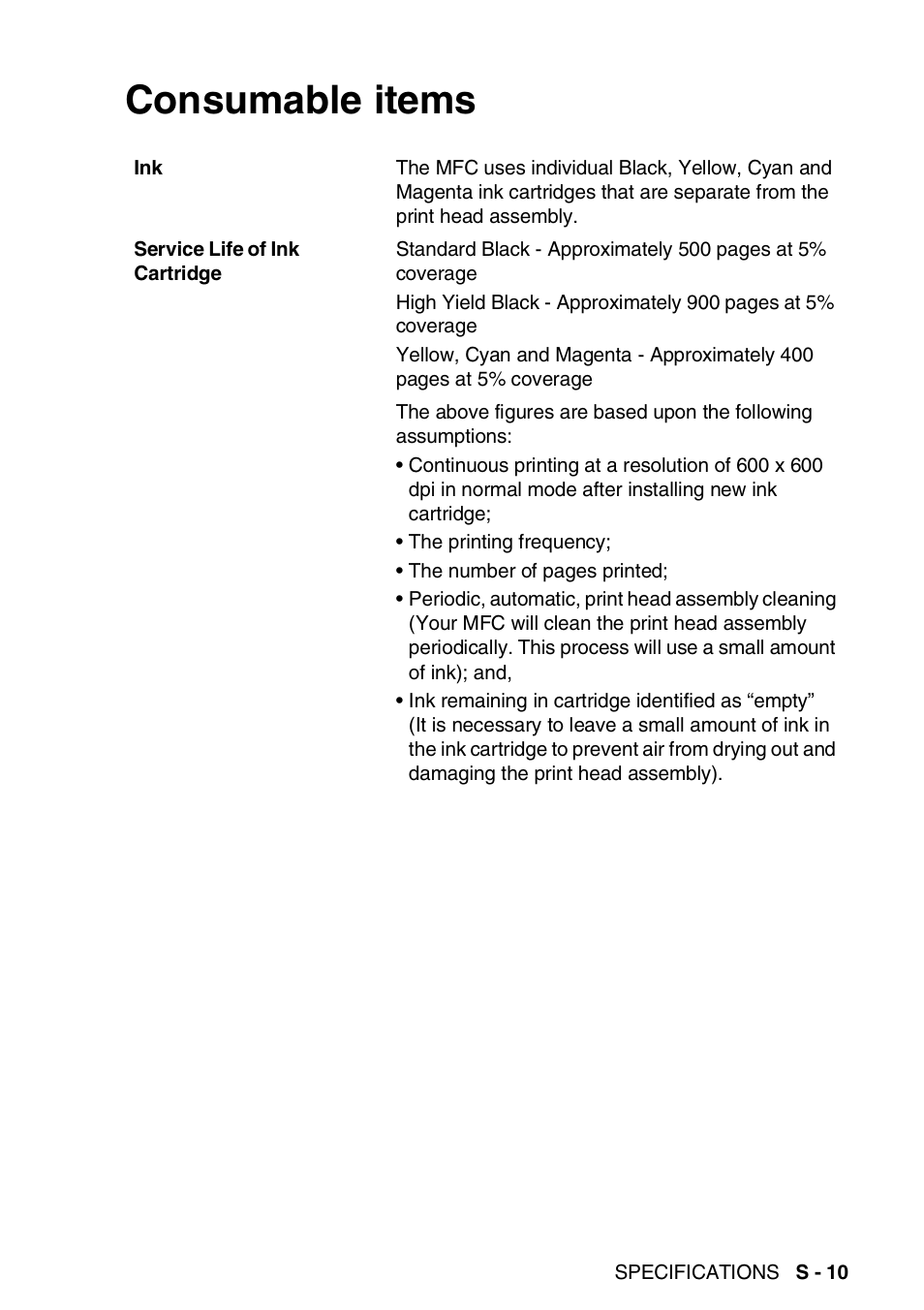 Consumable items | Brother MFC-5440CN User Manual | Page 200 / 211