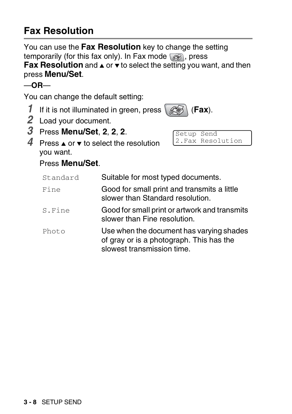 Fax resolution, Fax resolution -8 | Brother MFC-5440CN User Manual | Page 59 / 211