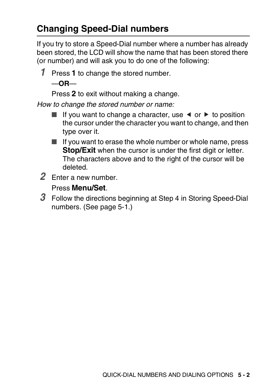 Changing speed-dial numbers, Changing speed-dial numbers -2 | Brother MFC-5440CN User Manual | Page 74 / 211