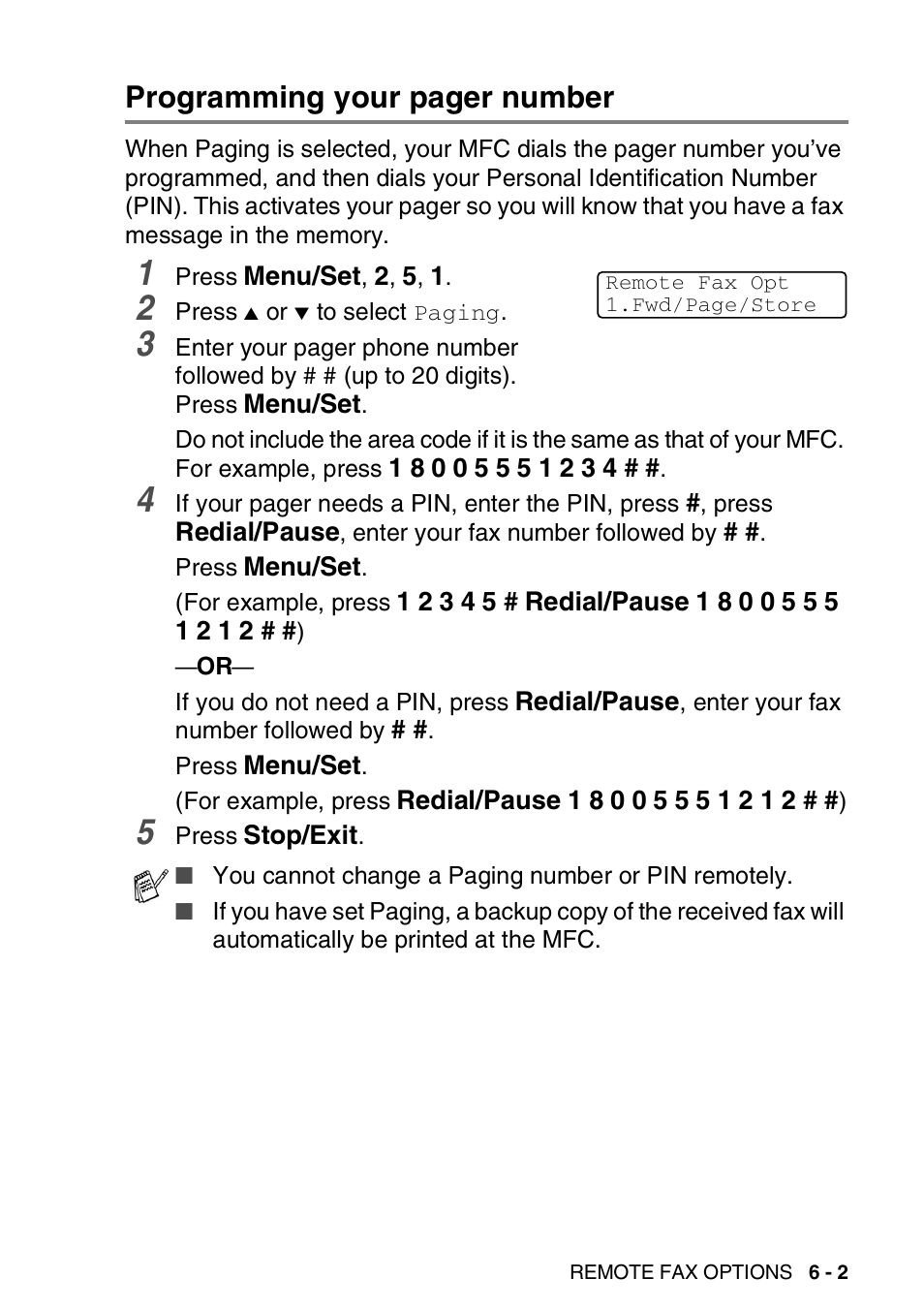 Programming your pager number | Brother MFC-5440CN User Manual | Page 80 / 211