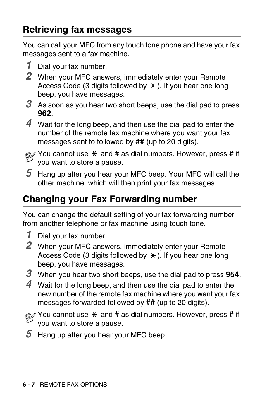 Retrieving fax messages, Changing your fax forwarding number | Brother MFC-5440CN User Manual | Page 85 / 211