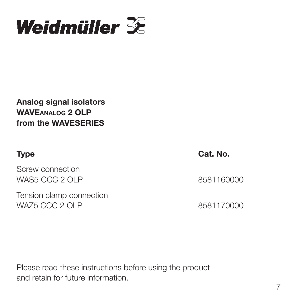Weidmuller WAVE Analog 2 OLP User Manual | Page 2 / 7