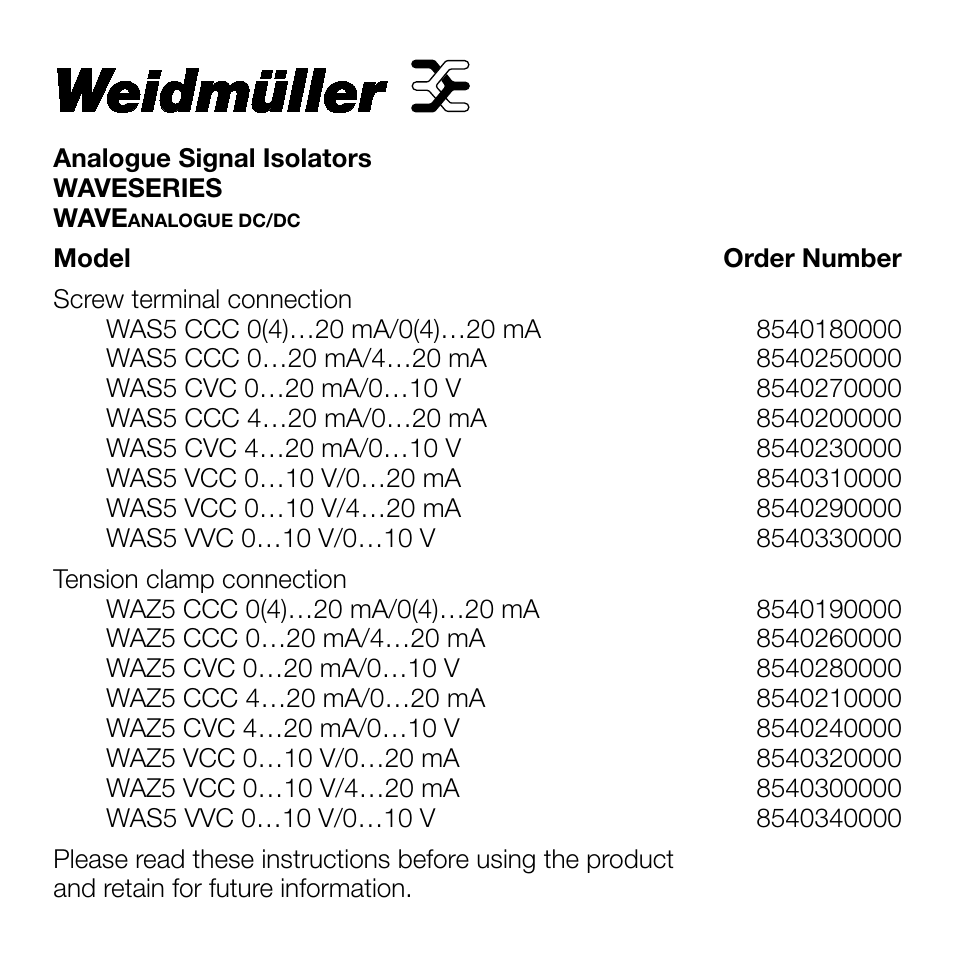 Weidmuller WAVE Analog DC/DC User Manual | Page 2 / 7