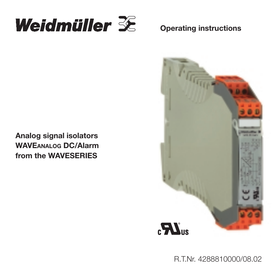 Weidmuller WAVE Analog DC Alarm User Manual | 10 pages