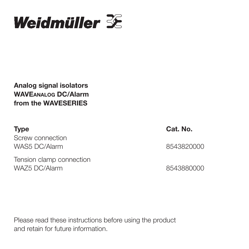 Weidmuller WAVE Analog DC Alarm User Manual | Page 2 / 10